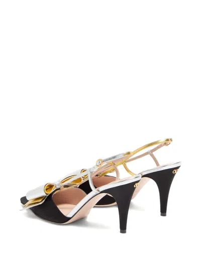 Valentino Garavani Slingback Bowow Pumps Black With Bow In Multi