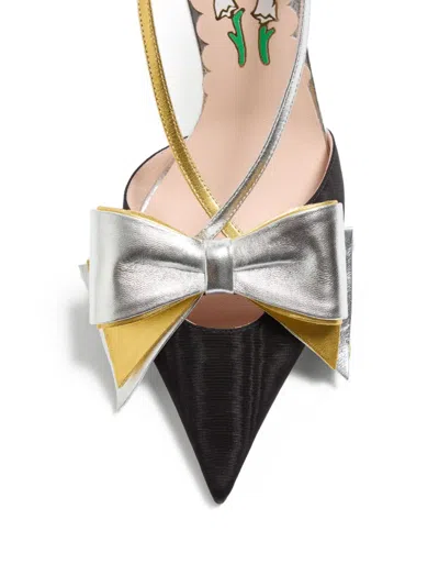 Valentino Garavani Slingback Bowow Pumps Black With Bow In Multi