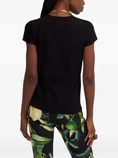 Roberto Cavalli Logo-embroidered T-shirt In Black