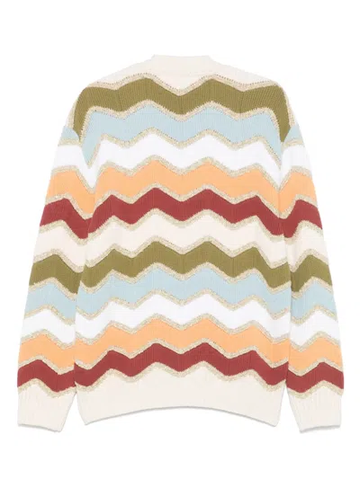 Missoni Chevron Pattern Buttoned Cardigan In Multicolour