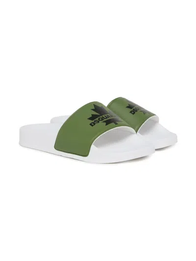 Dsquared2 Logo-print Slides In Green