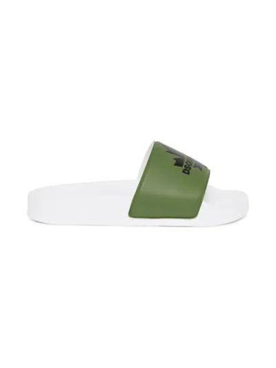 Dsquared2 Logo-print Slides In Green