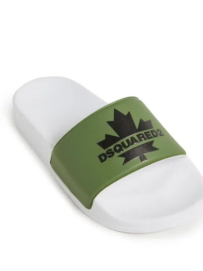 Dsquared2 Logo-print Slides In Green