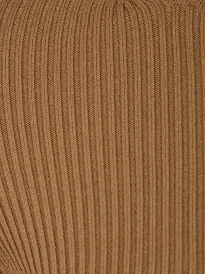 Max Mara Arcella Stretch Viscose Crepe Rib Top In Braun