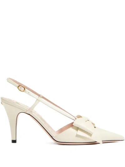 Valentino Garavani Valentino Bowow 85 Leather Slingback Pump In White
