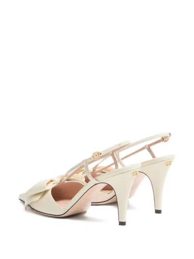 Valentino Garavani Valentino Bowow 85 Leather Slingback Pump In White