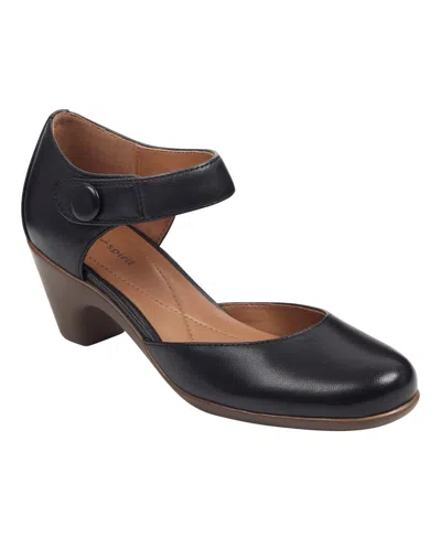 Easy Spirit Women's Clarice Mary Jane Block Heel Pumps In Black Leather
