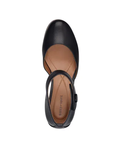 Easy Spirit Women's Clarice Mary Jane Block Heel Pumps In Black Leather