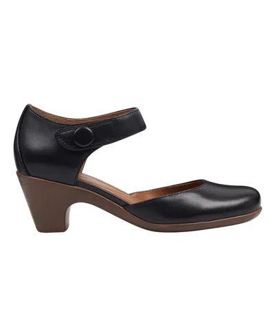 Easy Spirit Women's Clarice Mary Jane Block Heel Pumps In Black Leather