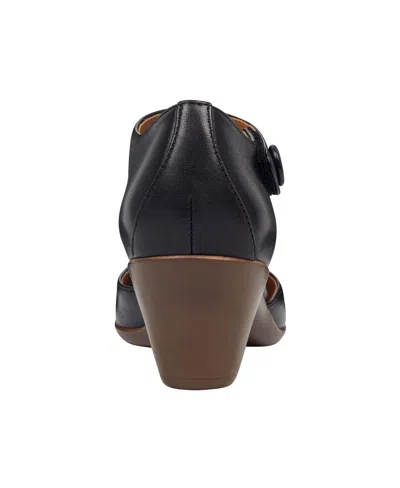 Easy Spirit Women's Clarice Mary Jane Block Heel Pumps In Black Leather