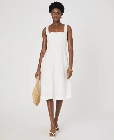 French Connection Birdie Linen Square Neck Midi Dress In Summer White In Summer White