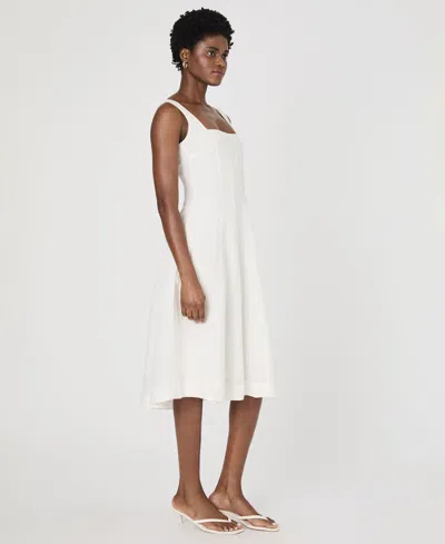 French Connection Birdie Linen Square Neck Midi Dress In Summer White In Summer White