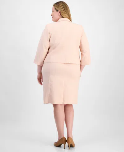 Le Suit Plus Size Cropped Open-front Jacket & Empire-seamed Sheath Dress Set In Lt. Blossom