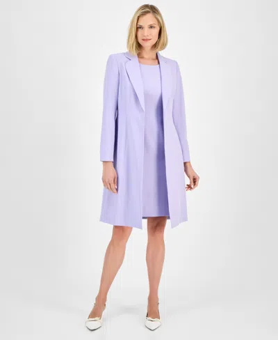 Le Suit Women's Elongated Blazer Dress Suit Set, Regular & Petite In Lilac