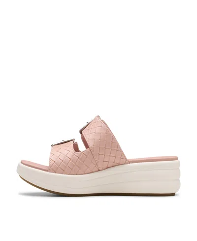 Clarks Women's Drift Buckle Slip-on Slide Wedge Sandals In Peach