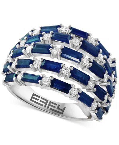 Effy Collection Diamond (5/8 Ct. T.w.) & Blue Sapphire (3 Ct. T.w.) Ring In 14k White Gold (available In Pink Sapphi In Sapphire