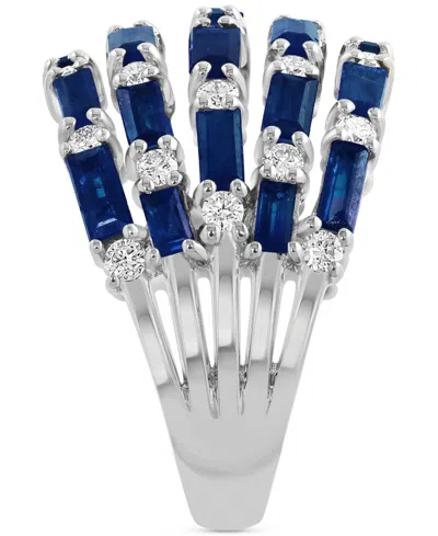 Effy Collection Diamond (5/8 Ct. T.w.) & Blue Sapphire (3 Ct. T.w.) Ring In 14k White Gold (available In Pink Sapphi In Sapphire