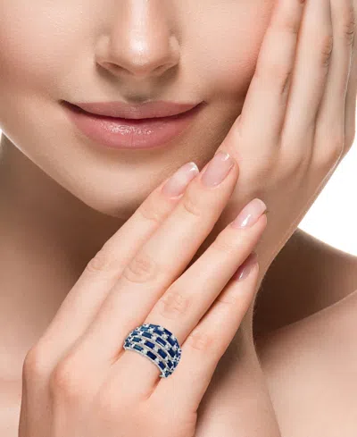 Effy Collection Diamond (5/8 Ct. T.w.) & Blue Sapphire (3 Ct. T.w.) Ring In 14k White Gold (available In Pink Sapphi In Sapphire