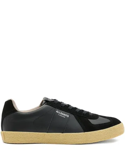 Allsaints Womens Black Jaimee Logo-embossed Leather Low-top Trainers In Schwarz