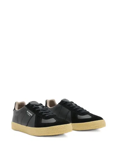 Allsaints Womens Black Jaimee Logo-embossed Leather Low-top Trainers In Schwarz