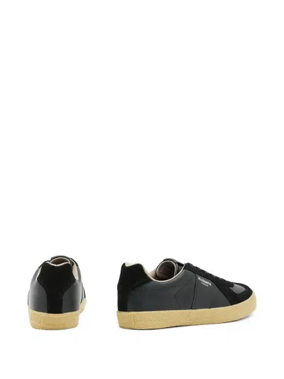 Allsaints Womens Black Jaimee Logo-embossed Leather Low-top Trainers In Schwarz