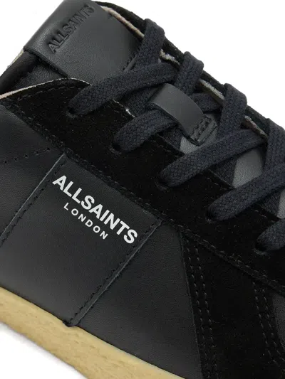 Allsaints Womens Black Jaimee Logo-embossed Leather Low-top Trainers In Schwarz