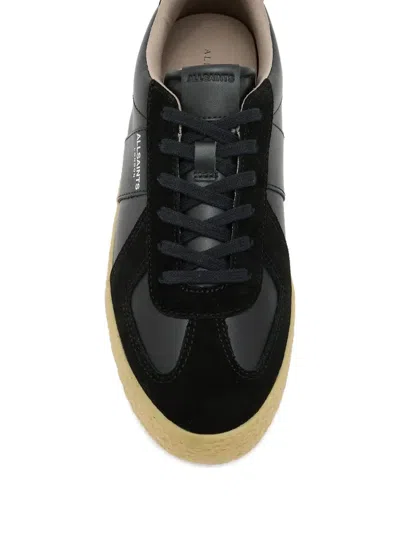 Allsaints Womens Black Jaimee Logo-embossed Leather Low-top Trainers In Schwarz