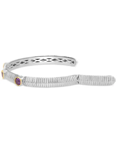 Effy Collection Effy Amethyst (3/4 Ct. T.w.) & White Sapphire (5/8 Ct. T.w.) Cuff Bangle Bracelet In Sterling Silver In Multi Stone