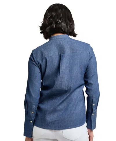 Jones New York Women's Stretch Denim Blouse In Dark Wash