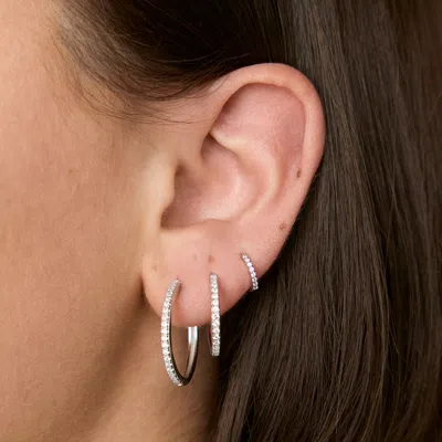 Astrid &amp; Miyu Crystal Hoop To Huggie Gift Set In Silver