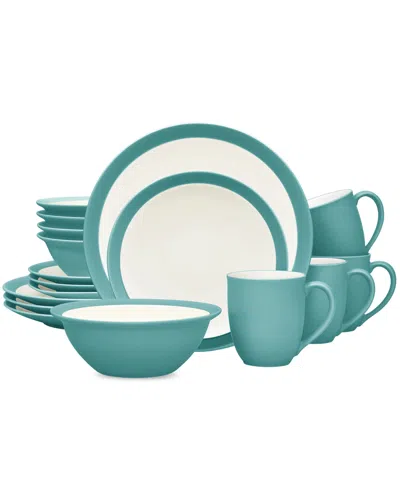 Noritake Colorwave Curve 16 Pc. Dinnerware Set, Service For 4 In Turquoise