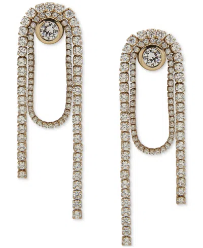 Emily In Paris Gold-tone Cubic Zirconia Looped Drop Earrings In Crystal Wh