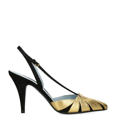 Valentino High Slingback Foliefoliage Black And Gold
