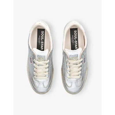 Golden Goose Soulstar Metallic Low Top Sneakers With Logo Patch On The Tongue And Logo Lettering On Side And Heel In Metallic