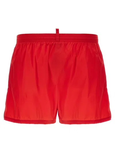 Dsquared2 Swim Trunks Mid-length Elastic Waistband In Red