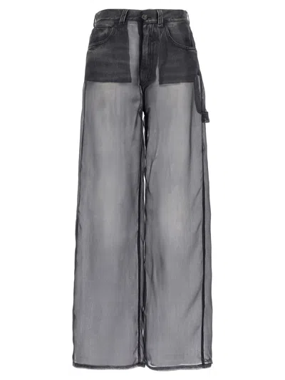 Haikure Winona Sheer Organza Pants In Black Denim Print