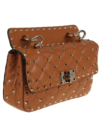 Valentino Garavani Valentino Small Shoulder Bag Rockstud Spike In Nutmeg