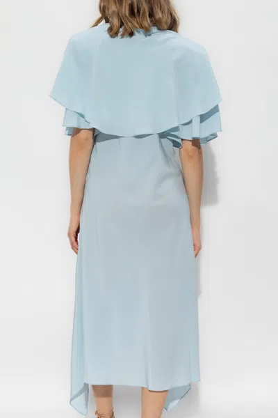 Stella Mccartney Layered Short Sleeve Semi-sheer Midi Dress In Sky Blue