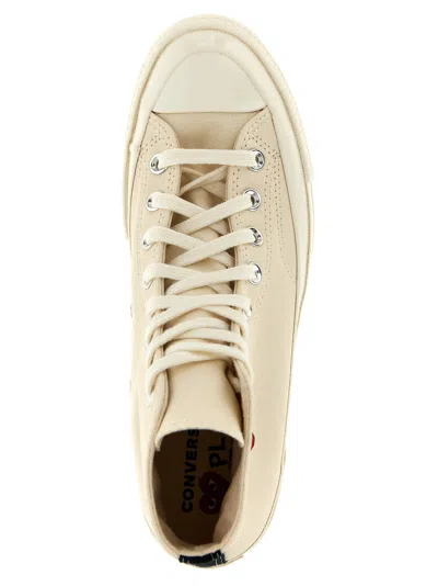 Comme Des Garçons Off White High Top Sneakers In Beige