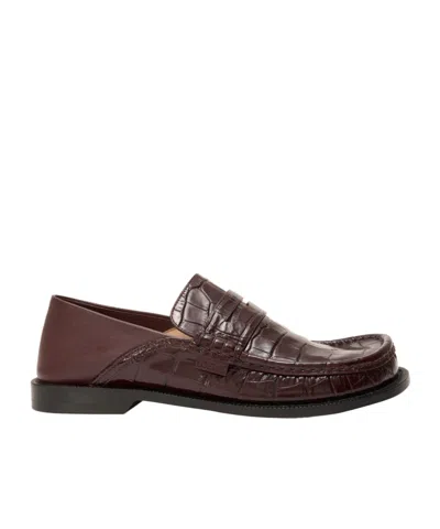 Loewe Campo Loafers In Croc-embossed Leather In Brown