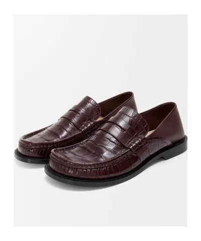 Loewe Campo Loafers In Croc-embossed Leather In Brown