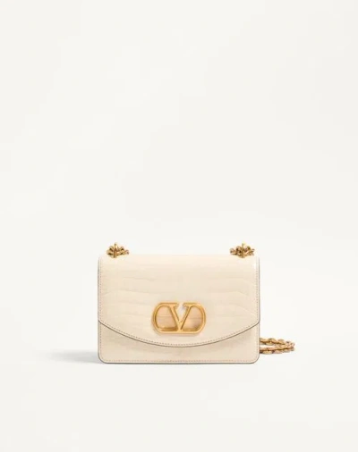 Valentino Leather Vlogo Signature Shoulder Bag In Neutral