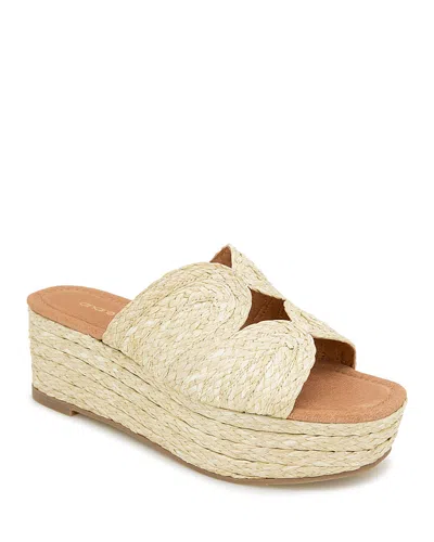 Andre Assous André Assous Serene Espadrille Platform Wedge Slide Sandal In Natural