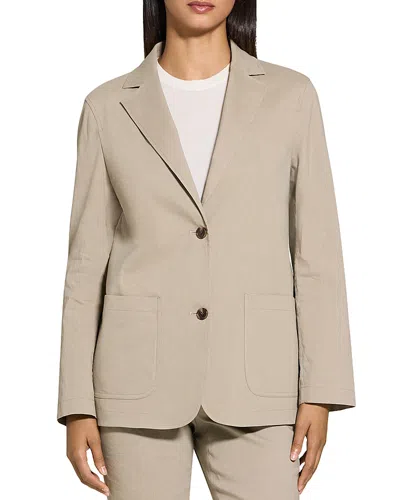 Theory Relaxed Fit Linen Blend Blazer In Soft Taupe