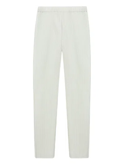 Issey Miyake Ribbed Texture Tailored Trousers Pockets In Grey
