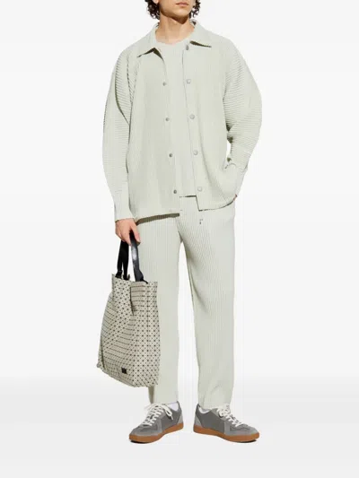 Issey Miyake Ribbed Texture Tailored Trousers Pockets In Grey