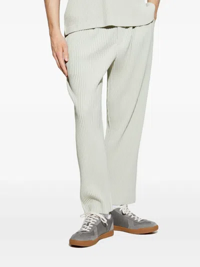 Issey Miyake Ribbed Texture Tailored Trousers Pockets In Grey