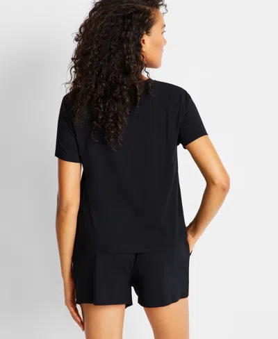 State Of Day Women's Short-sleeve Boxer Pajama Set Xs-3x, Exclusively At Macy's In Deep Black