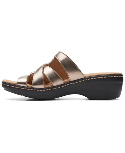 Clarks Merliah Karli Womens Leather Slip On Strappy Sandals In Metallic Leather