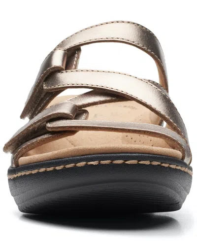 Clarks Merliah Karli Womens Leather Slip On Strappy Sandals In Metallic Leather